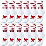 Cutecrop 12/24/48 Pairs Cheerleader Gifts Cheerleader Socks Cheer Ankle Sock for Women Girls Team Cheer Accessories(Red,12 Pairs)