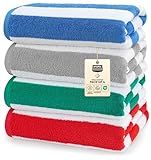 Utopia Towels 4 Pack Cabana Stripe Beach Towel, 30 by 60 Inches, Oversized 100% Ringspun Cotton Pool Towels, Highly Absorbent Bath Towels for Beach