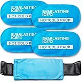 Gel Ice Packs for Injuries Reusable, Hot & Cold Gel Wrap (4 Pack), Adjustable & Flexible, Long Lasting Instant Compression for Back, Knees, Shoulders, Elbows, Neck, Foot & Ankle