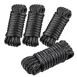4 PCS 3/8 in × 15 FT Boat Dock Lines, Boat Rope for Docking with 12 in Loop