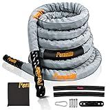 Perantlb Battle Rope with cloth sleeve -1.5/2 Inch Diameter 30' 40' 50' Lengths -Gym Muscle Toning Metabolic Workout Fitness, battle rope Anchor Strap Kit Included (1.5" x 30 ft Length)