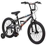 Mongoose Switch BMX Bike, 18 Inch Bike for Kids Ages 5-8, Steel Frame, Pro Handlebar, Freestyle Pegs, Removable Training Wheels, Padded Seat, Coaster Brakes and Hand Brakes