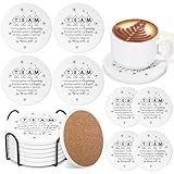 Hushee 12 Pcs Team Coaster for Appreciation Gift Bulk Team Together Ceramic Coasters with Holder for Drinks Absorbent Coaster for Teacher Employee Coworker Office White Elephant Gifts