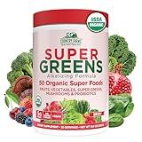 Country Farms Organic Super Greens Powder, Daily Greens Drink Mix with 50 Organic Superfoods, Fruits, Vegetables, Fiber, Mushrooms & Probiotics for Gut Health, Digestion & Energy, Berry Flavor