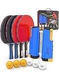 NIBIRU SPORT Professional Ping Pong Paddle Set (4-Player) - Table Tennis Paddles Set of 4 with Retractable Net, 6 Balls, and Carry Bag/Storage Case - Table Tennis Equipment & Ping Pong Accessories