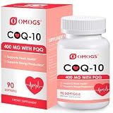 OMOGS CoQ10 400mg Softgels, Coenzyme Q10 High Absorption Supplements Support Heart Health, Cardiovascular Health, Immune System & Cellular Energy Production, Gluten Free, 90 Softgels
