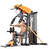 XGSW Multi-Function Home Gym Workout Station, Featuring a Pulley System, arm Trainer, and Leg Trainer for Full-Body Workouts. (L03-1 Single-Person Fitness Station)
