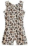 uideazone Leotards for Girls,Little Kid, Gymnastics Big Girls Gymnastics Apparel Quick Dry Leopard Printed Kids Unitards Biketards Gym Outfits