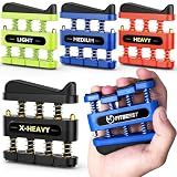 FitBeast Finger Strengthener, Finger Exerciser 4-Pack, Hand Exerciser for Improve Dexterity and Strength in Fingers, Hands, Forearms–Grip Strength Trainer for Musicians, Climbers (4 Piece Set)
