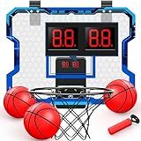 Basketball Hoop Indoor, Mini Basketball Hoop Over The Door with Scoreboard, Basketball Toys Gifts for 5 6 7 8 9 10 11 12 Year Old Boys Girls