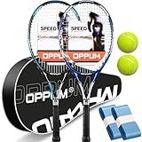 OPPUM PRO-500 Adult Tennis Rackets, 2-Pack Pre-Strung Racquets for Beginners & Intermediate with Carry Bag & 2 Balls, 105 Sq Inch Oversized Head for Women & Men, Arm Friendly Vibration Control