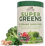 COUNTRY FARMS Organic Super Greens Natural Flavor, 50 Organic Super Foods, Packed with Fiber, USDA Organic Drink Mix, Fruits, Vegetables, Mushrooms & Probiotics, Supports Energy, 6g Fiber