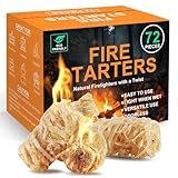 Realcook Natural Fire Starter for Campfires: All Weather Firestarters | Odorless Charcoal Starters for Grill , Fire Pit , Indoor Fireplaces , BBQ , Wood Stove , Smoker - 72 Counts