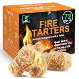 Realcook Natural Fire Starter for Campfires: All Weather Firestarters - Odorless Charcoal Starters for Grill | Fire Pit | Indoor Fireplaces | BBQ | Wood Stove | Smoker - 72 Counts