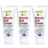 Globe Ultra Strength Muscle Rub Cream, Greaseless Formula, 3 Pack, 3 oz