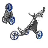Caddytek CaddyLite EZ V8 Golf Push Cart - Lightweight 3 Wheel Foldable Cart with One-Click 2-Step Folding, EVA Wheels, Adjustable Handle, Cooler Basket, Umbrella & Drink Holder, Compact Golf Cart