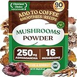 Venture Pal 16 in 1 Mushroom Powder (90 Servings) - 1,730mg Mushroom Coffee Alternative with Ashwagandha, Lion’s Mane, Chaga & More | 100% Fruiting Bodies | Support Immune, Focus & Energy