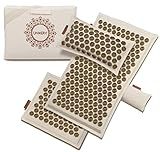 UNMERA Acupressure Mat and Pillow Set,Natural Premium Linen & Coconut Fiber Filling,for Back/Neck Pain Relief, Sciatic, Headache and Muscle Relaxation, Comes with Carrying Bag