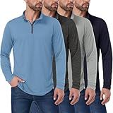 OYGSieg 4 Pack Men's Quarter Zip Pullover Lightweight Quick Dry Active Casual Athletic Long Sleeve Tops 2XL