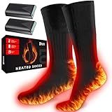 Rechargeable Heated Socks Men Women - Washable Battery Operated Foot Warmer for Ski Hunting - Electric Winter Heating Socks for Work Boot Toe Sleep Bed Indoor Outdoor Sports Walking Research