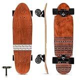 Magneto 27.5" x 7.5" Cruiser Deck Complete Skateboard - Tribal 7-Ply Canadian Maple - Double Kick Concave & Lightweight Wood Deck - Safe Skateboard Wood for Kids, Teens & Adults