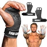 JerkFit Raw Grips 3.0, 2 Finger Leather Gymnastics Grips (Medium) - Pull Up Grips for Cross Training Hand Protection - Hand Grips for Gymnastics Bars, Palm Guards for Athletes to Prevent Rips Blisters
