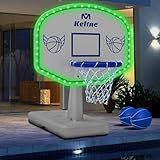 Dahivs LED Pool Basketball Hoop Poolside, Oversized Water Basketball Hoop with Super Bright Solar Lights, 34"x34"x42.2" Light-Up Swimming Pool Basketball Hoops for Kids Adults, with 2 Balls and Pump.