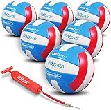 GoSports 6 Pack Soft Touch Recreational Volleyballs- Regulation Size for Indoor or Outdoor Play - Includes Ball Pump