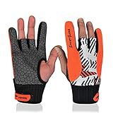 Professional Anti-Skid Bowling Gloves Comfortable Bowling Accessories Semi-Finger Instruments Sports Gloves Mittens for Bowling (Orange, L)