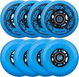 AOWISH 8-Pack Inline Skate Wheels, 80mm 76mm 72mm, 85A (Blue, 76mm)