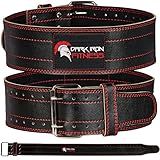 Dark Iron LG Fitness Weight Lifting Belt for Powerlifting Deadlift Training, Premium Black Leather for Core Support Gym Strength Workout