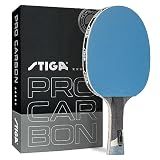 STIGA Pro Carbon Performance-Level Table Tennis Racket with Carbon Technology for Tournament Play - Red and Blue Colors
