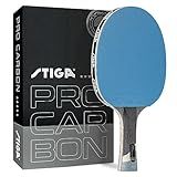STIGA Pro Carbon Performance-Level Table Tennis Racket with Carbon Technology for Tournament Play - Red and Blue Colors