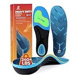 StepTastic 240+ LBS Heavy Duty Support Insoles for Men Women, Shoe Orthotic Insert for Plantar Fasciitis, Flat Feet, High Arch Support Inserts with Shock Absorbing, Cuttable, 1 Pair(Blue,M8-9/W9-10)