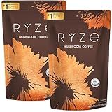 RYZE SUPERFOODS Mushroom Coffee Starter Kit, USDA Organic Instant Coffee with 6 Adaptogenic Mushrooms and MCT Oil for Better Energy, Focus, Digestion, Immunity with Lions Mane & Turkey Tail 60 serving