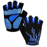 MOREOK Cycling Gloves Bike Gloves for Men/Women-[5MM Gel Pad] Half Finger Bicycle Biking Gloves for Cycling/Weight Lifting/Gym/Motorcycle/Rowing/Outdoor Sports-050-BLUE-L