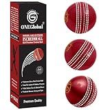 Soft Rubber Cricket Ball for Practice | Outdoor & Indoor Practice Cricket Ball with Soft Core & Stitched Seam | Realistic Feel, True Bounce & Swing for Practice, Honing Skills & Family Fun (3-Red)