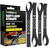 Rhino USA Soft Loop Tie Down Straps (4-Pack) - 1.6 Inch x 17 Inch (5,000 lbs Break Strength) Heavy Duty Motorcycle Handlebar Straps for use with Ratchets for ATV, UTV, Dirt Bike (Black)