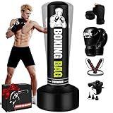 Freestanding Punching Bag for Adults Teens, 70'' Heavy Boxing Bag with Stand with Gloves, Pump and Jump Rope, Women Men Standing Kickboxing Bag for MMA Training Muay Thai Fitness Karate Home Gym