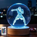 OkiyiD Boxing Gifts for Men, Boxing Night Light Crystal Ball Lamp 3.15 Inch (80mm) with 16 Colors, Martial Arts MMA Gifts for Boys Men Boxers Training Room Decor