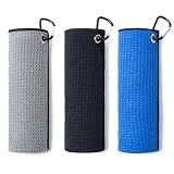 Husfunov 3 Pack Golf Towels(16" X 16") with Carabiner Clip