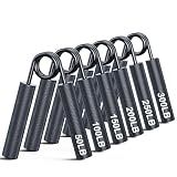 ZEAGUS Grip Strength Trainer 4 Pack,Metal Hand Grip Strengthener Kit,Forearm Exerciser,50LB-200LB Hand Gripper for Muscle Building and Hand Rehab Exercising | Black