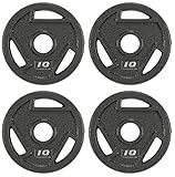 Signature Fitness Cast Iron Plate Weight Plate for Strength Training and Weightlifting, 2-Inch Center (Olympic), 10LBS (Set of 4)