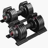 Adjustable Dumbbell Set with Tray - 52lbs, Anti-Slip Handle & Weight Plate for Home Strength Training
