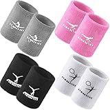 Blosssound 4 Pairs 3.9 Inch Gymnastics Sports Wristbands for Kids Wrist Sweatbands Polyester Cotton Wrist Bands Sweat Band for Gym (Pink, Gray, Black, White)