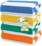 Utopia Towels Cabana Beach Towels, 4 Pack, 30x60 in, Cotton, Striped