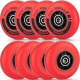 AOWESM Inline Skate Wheels, Outdoor & Indoor, 85A, 8-Pack (Red, 76mm)