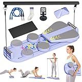 PRUINKLE Pilates Reformer Set - Foldable Sliding Reformer, Pilates Board for Home Workout, Portable Abdominal Core Trainer Pilates Reformer Board - Full Body Workout Equipment for Home-Purple