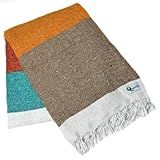 Quetzal 4 Pk Mexican Blankets - 74"x50" Yoga Blanket - Lightweight Outdoor Blanket for Camping, Beach, Picnic - Throw Blankets for Bed, Sofa, Home Decor - Canyon Tones