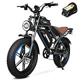 Electric Bike for Adults 1500W Peak 20" Fat Tire EBike,45 Miles 30MPH Dual Suspension Electric Motorcycle,48V 20AH Battery Powered Dirt Bike